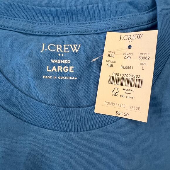 NWT J. Crew Men's Sail Blue Washed Jersey Tee - Picture 4 of 11
